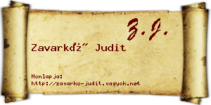 Zavarkó Judit névjegykártya